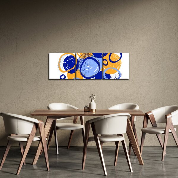 Slika - Svijetli motiv s krugovima (sa satom) (90x30 cm)