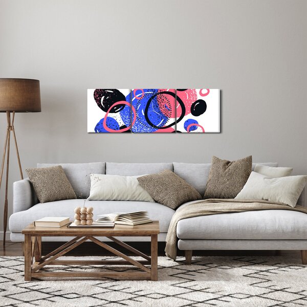 Slika - Motiv sa krugovima u žarkim bojama (sa satom) (90x30 cm)