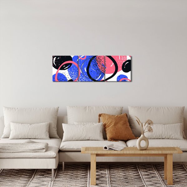 Slika - Motiv sa krugovima u žarkim bojama (sa satom) (90x30 cm)