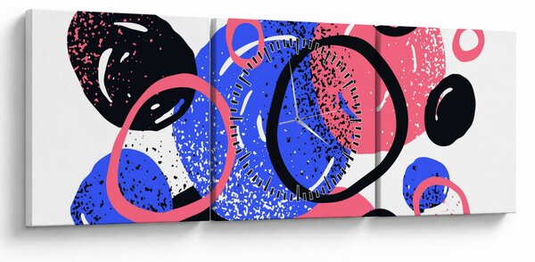 Slika - Motiv sa krugovima u žarkim bojama (sa satom) (90x30 cm)