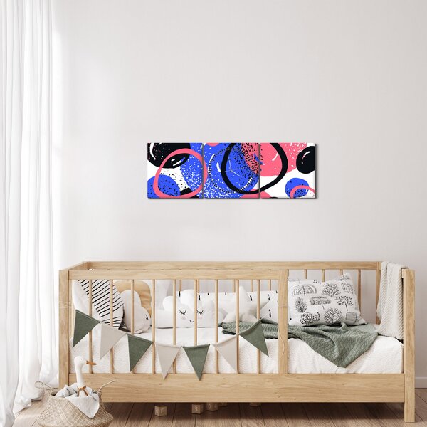 Slika - Motiv sa krugovima u žarkim bojama (sa satom) (90x30 cm)