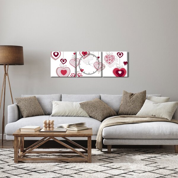 Slika naslikanih srca (sa satom) (90x30 cm)