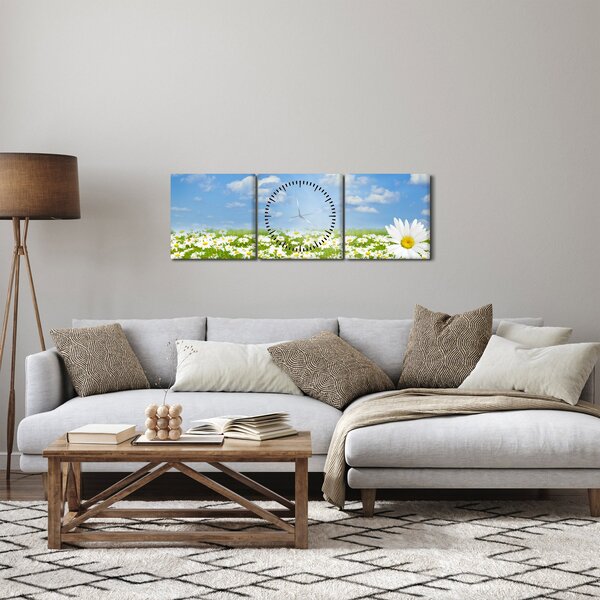 Slika procvjetale livade s tratinčicama (sa satom) (90x30 cm)