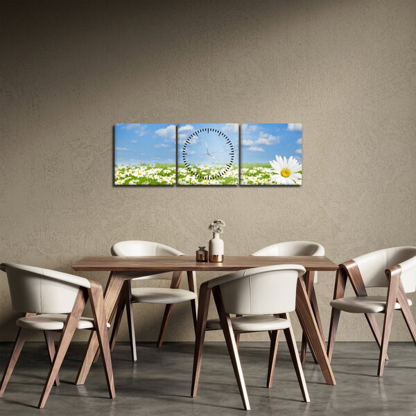 Slika procvjetale livade s tratinčicama (sa satom) (90x30 cm)