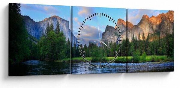 Slika divljeg planinskog krajolika (sa satom) (90x30 cm)