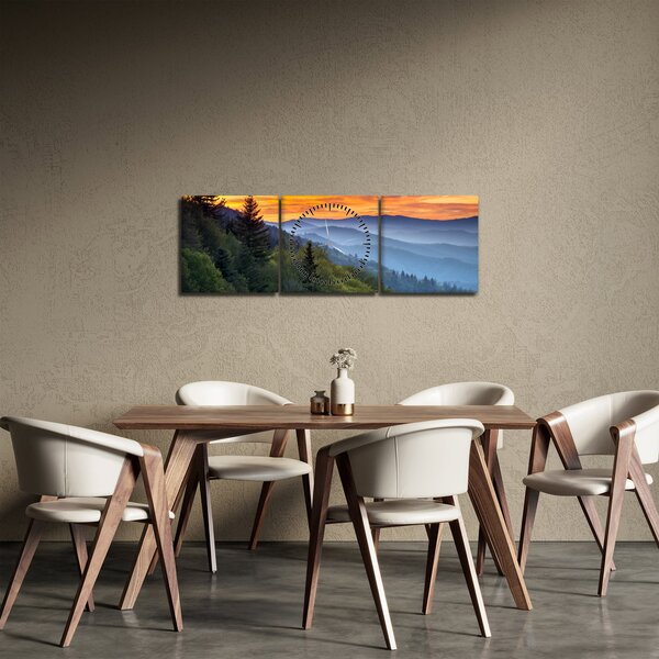 Slika - Crveni oblaci u planinama (sa satom) (90x30 cm)
