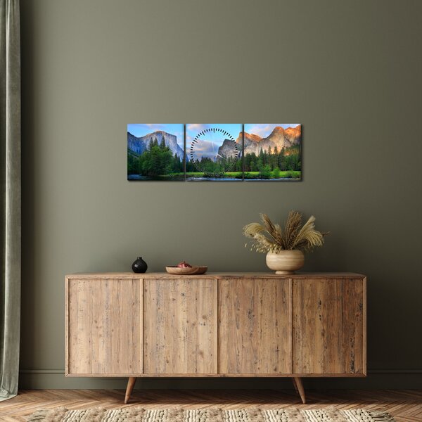 Slika divljeg planinskog krajolika (sa satom) (90x30 cm)