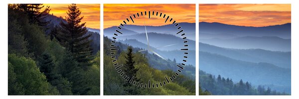 Slika - Crveni oblaci u planinama (sa satom) (90x30 cm)