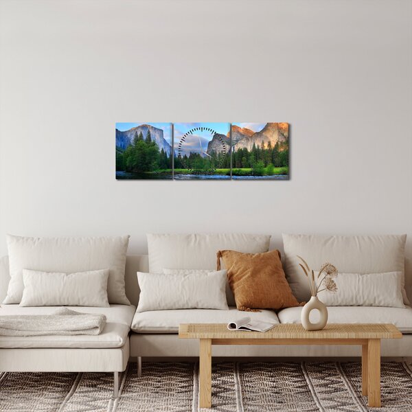 Slika divljeg planinskog krajolika (sa satom) (90x30 cm)
