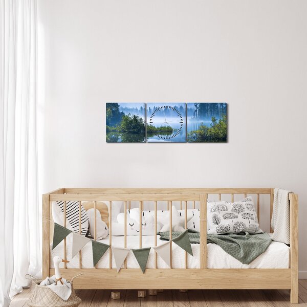 Slika planinskog jezera (sa satom) (90x30 cm)