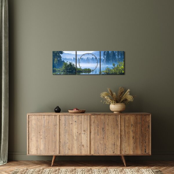 Slika planinskog jezera (sa satom) (90x30 cm)