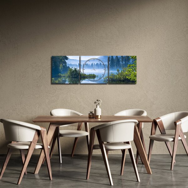 Slika planinskog jezera (sa satom) (90x30 cm)