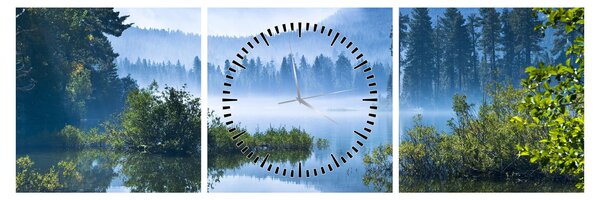 Slika planinskog jezera (sa satom) (90x30 cm)