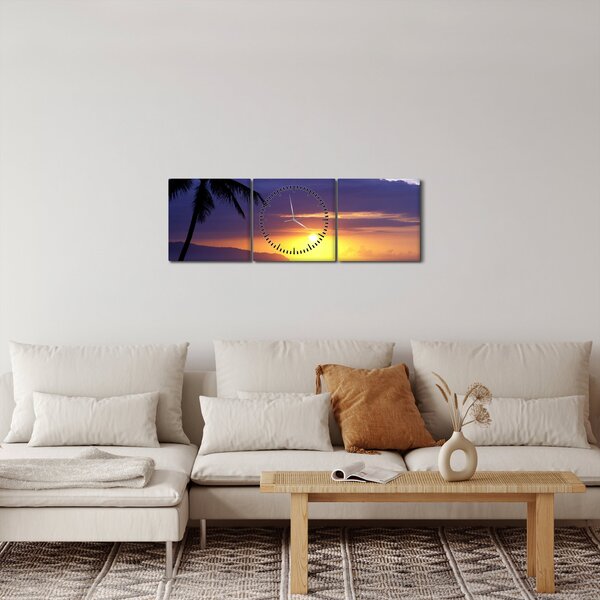 Slika zalaska sunca nad morem (sa satom) (90x30 cm)