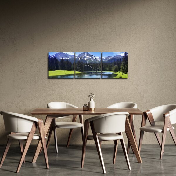 Slika - Snježni planinski vrhovi (sa satom) (90x30 cm)