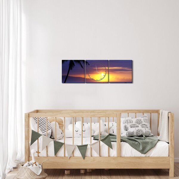 Slika zalaska sunca nad morem (sa satom) (90x30 cm)