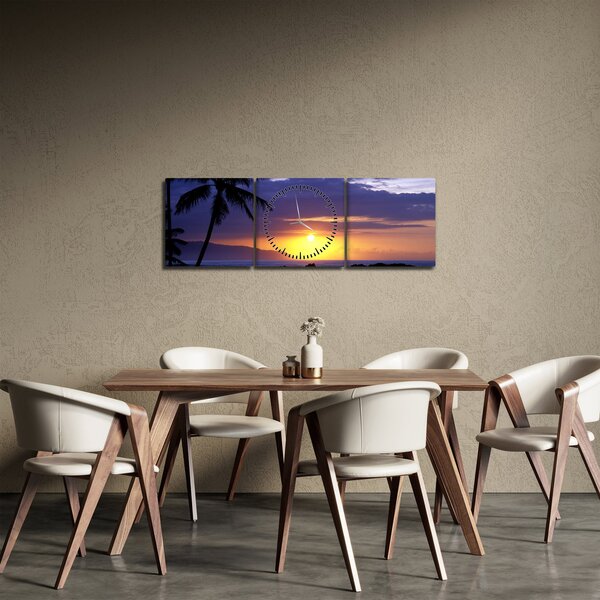 Slika zalaska sunca nad morem (sa satom) (90x30 cm)