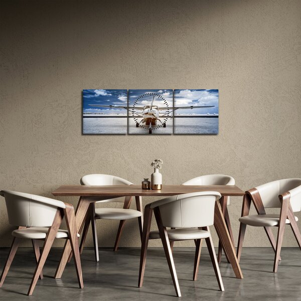 Slika motornog zrakoplova (sa satom) (90x30 cm)