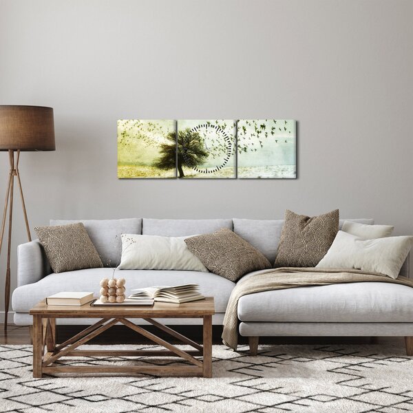 Slika - Naslikano jato ptica (sa satom) (90x30 cm)