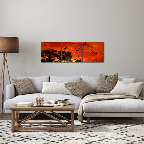 Slika ptica u zalasku sunca (sa satom) (90x30 cm)