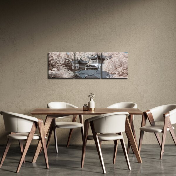 Slika - Cvjetajuća stabla u Aziji (sa satom) (90x30 cm)