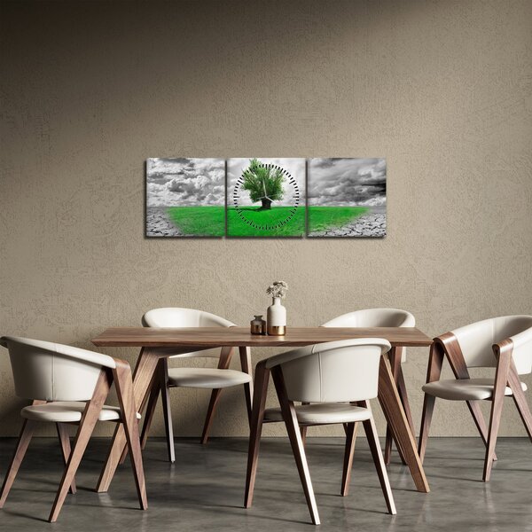 Slika - Djelić prirode u gradu (sa satom) (90x30 cm)