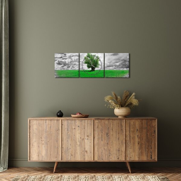 Slika - Djelić prirode u gradu (sa satom) (90x30 cm)