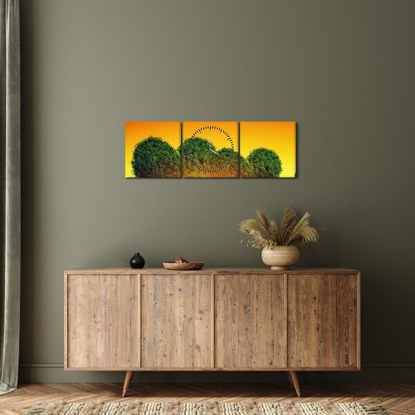 Slika - Srce u krošnjama drveća (sa satom) (90x30 cm)