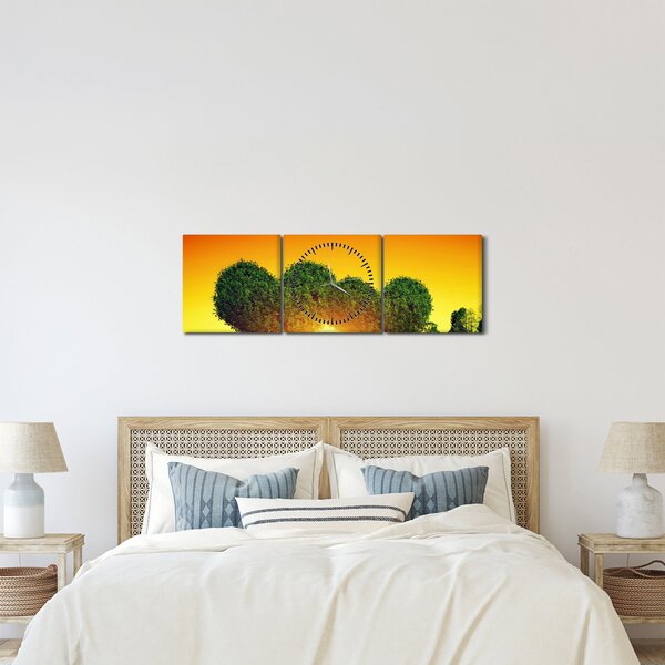 Slika - Srce u krošnjama drveća (sa satom) (90x30 cm)