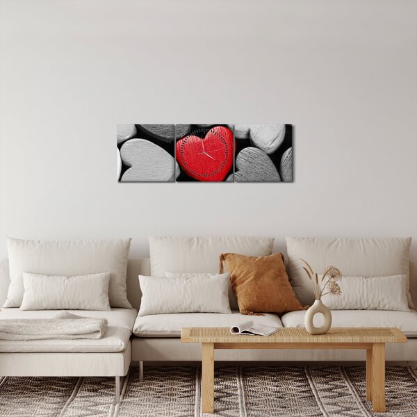 Slika drvenih srca (sa satom) (90x30 cm)