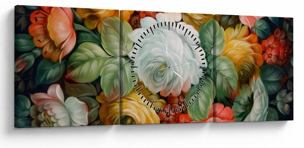Slika naslikanog buketa cvijeća (sa satom) (90x30 cm)