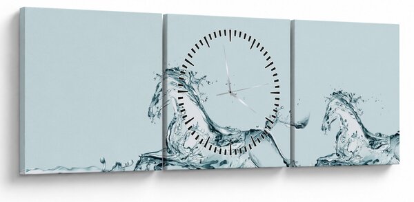 Slika - Konji od kapljica vode (sa satom) (90x30 cm)