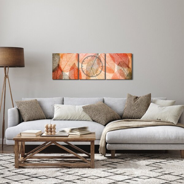 Slika naslikanog jesenskog lišća (sa satom) (90x30 cm)