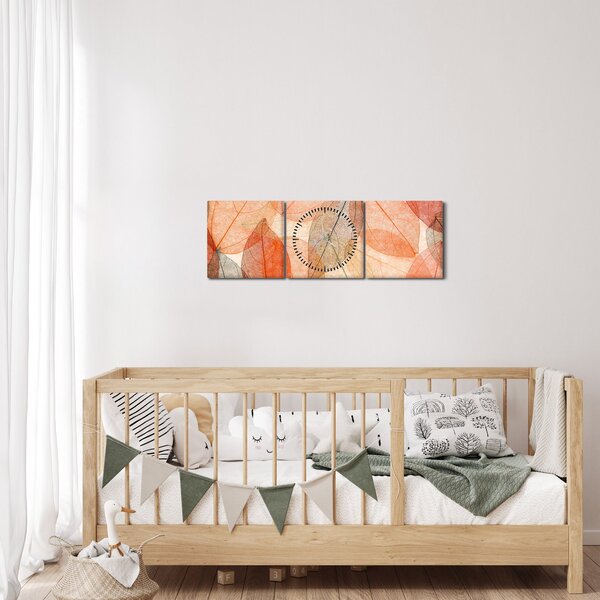 Slika naslikanog jesenskog lišća (sa satom) (90x30 cm)