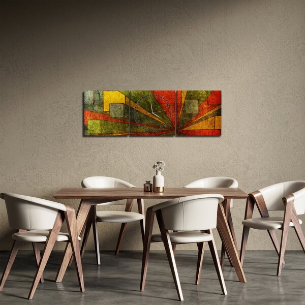 Slika geometrijske apstrakcije (sa satom) (90x30 cm)