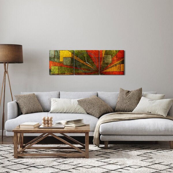 Slika geometrijske apstrakcije (sa satom) (90x30 cm)