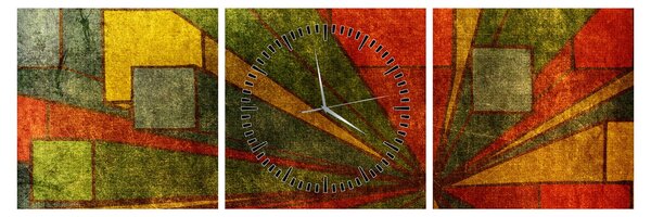 Slika geometrijske apstrakcije (sa satom) (90x30 cm)
