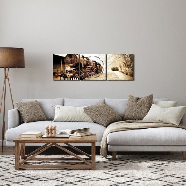 Slika - Povijesna lokomotiva (sa satom) (90x30 cm)