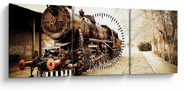 Slika - Povijesna lokomotiva (sa satom) (90x30 cm)