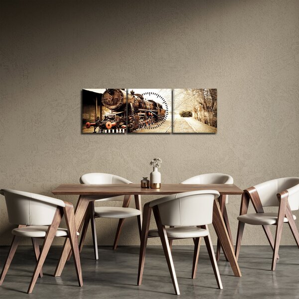 Slika - Povijesna lokomotiva (sa satom) (90x30 cm)