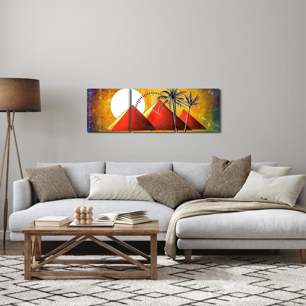 Slika naslikanih egipatskih piramida (sa satom) (90x30 cm)