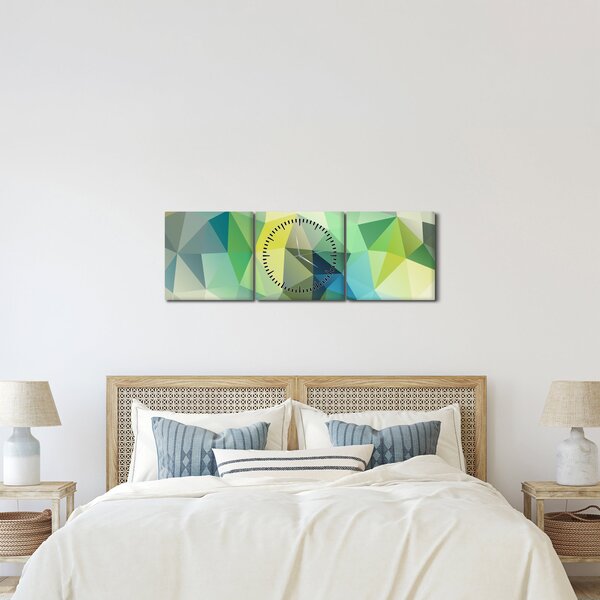 Slika geometrijske apstrakcije (sa satom) (90x30 cm)