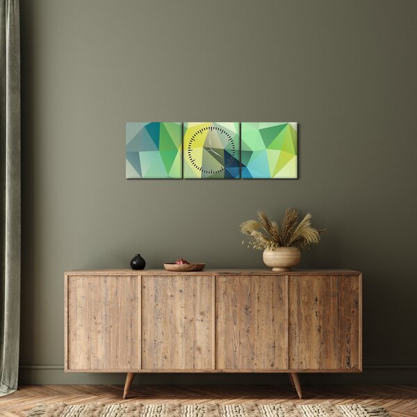 Slika geometrijske apstrakcije (sa satom) (90x30 cm)