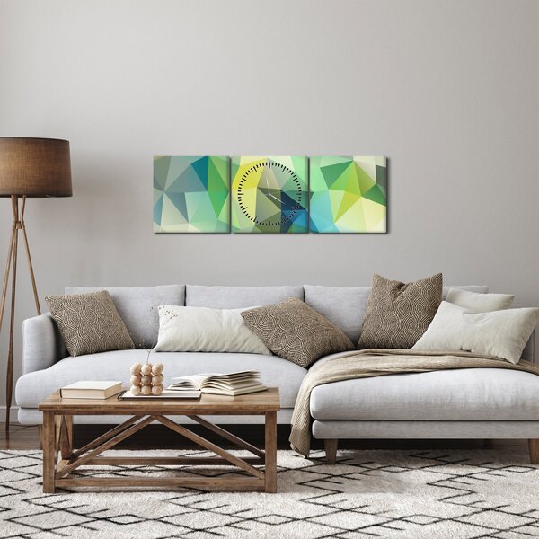 Slika geometrijske apstrakcije (sa satom) (90x30 cm)
