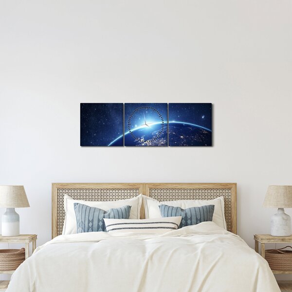 Slika planete Zemlje (sa satom) (90x30 cm)