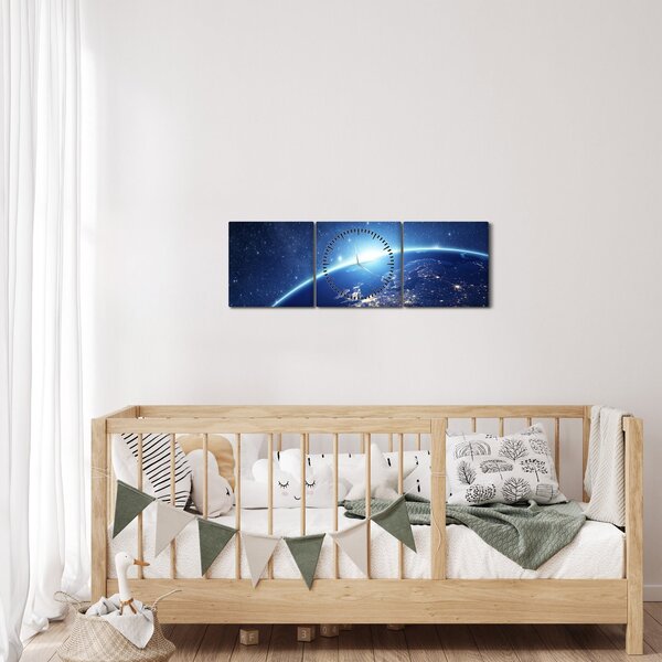 Slika planete Zemlje (sa satom) (90x30 cm)