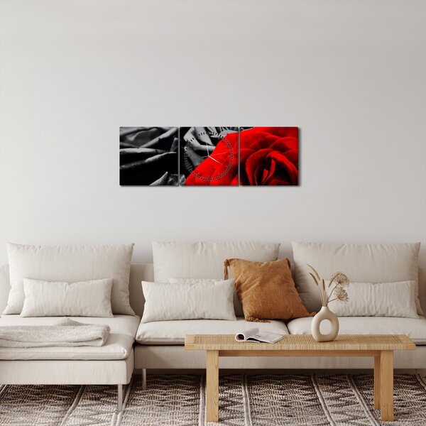 Slika - Cvjetovi ruže (sa satom) (90x30 cm)