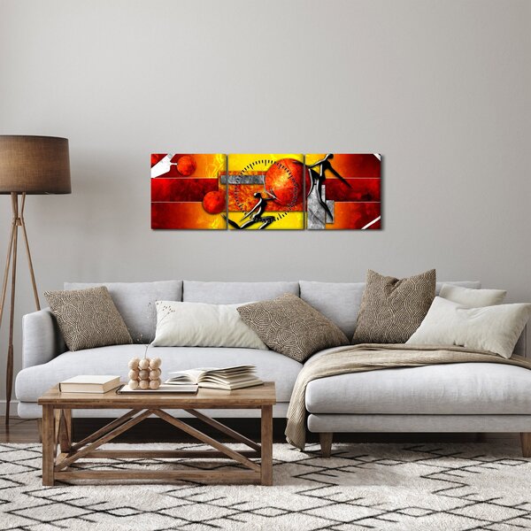Slika -Naslikan prikaz čovječanstva (sa satom) (90x30 cm)