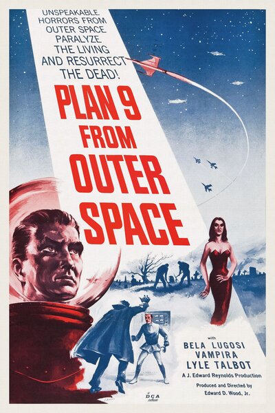 Reprodukcija umjetnosti Plan 9 from Outer Space (Vintage Cinema / Retro Movie Theatre Poster / Horror & Sci-Fi), (26.7 x 40 cm)