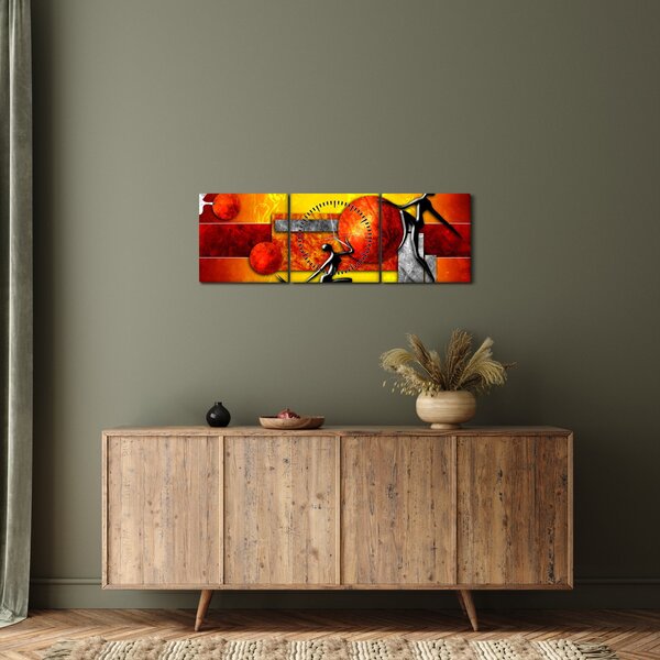 Slika -Naslikan prikaz čovječanstva (sa satom) (90x30 cm)